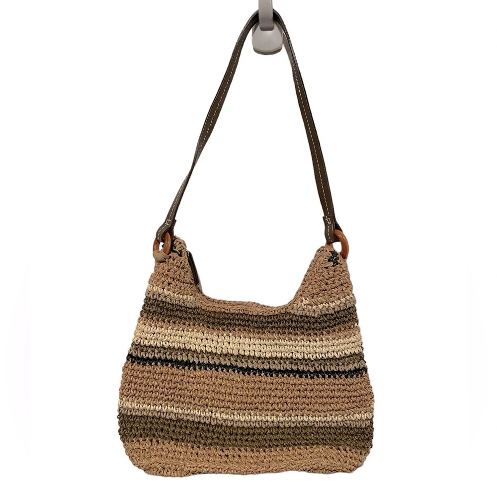 Sonoma Crochet Straw Hobo Purse